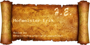 Hofmeister Erik névjegykártya